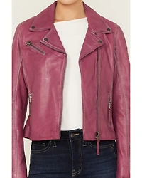 Mauritius Leather Women's Christy Star Zip-Front Moto Jacket