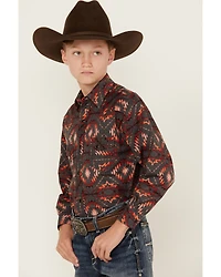 Panhandle Boys' Southwestern Print Long Sleeve Snap Western Shirt