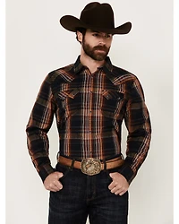 Cody James Men's Trouble Plaid Print Long Sleeve Snap Western Shirt
