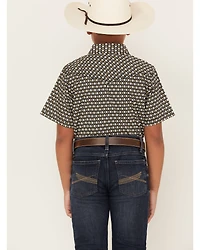 Cody James Boys' Dotted Print Short Sleeve Snap Western Shirt
