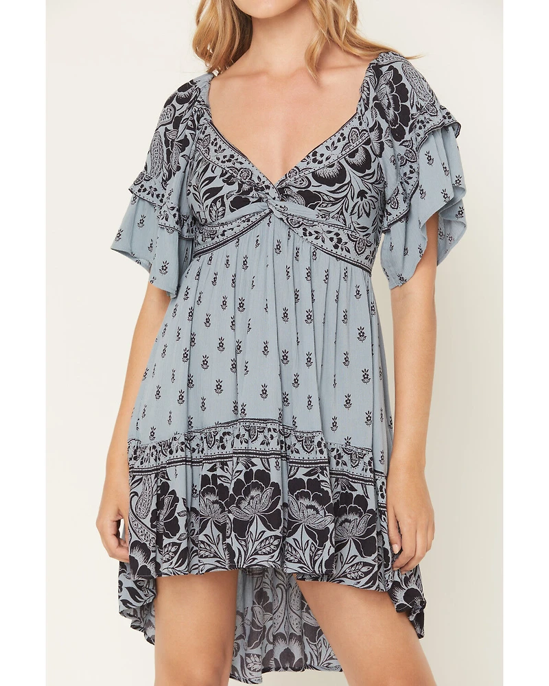 Angie Women's Floral Print Short Sleeve Mini Dress