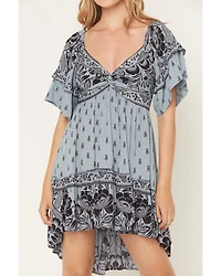 Angie Women's Floral Print Short Sleeve Mini Dress