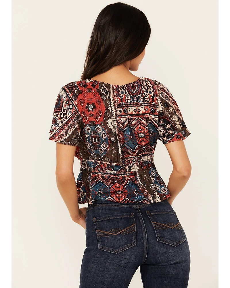 Idyllwind Women's Stirrup Print Short Sleeve Cropped Shirt