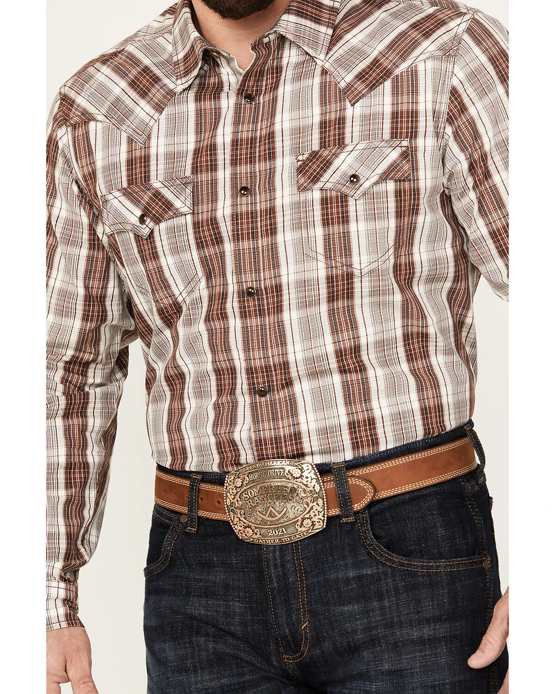 Cody James Men's Day Trip Plaid Print Long Sleeve Western Snap Shirt - Tall