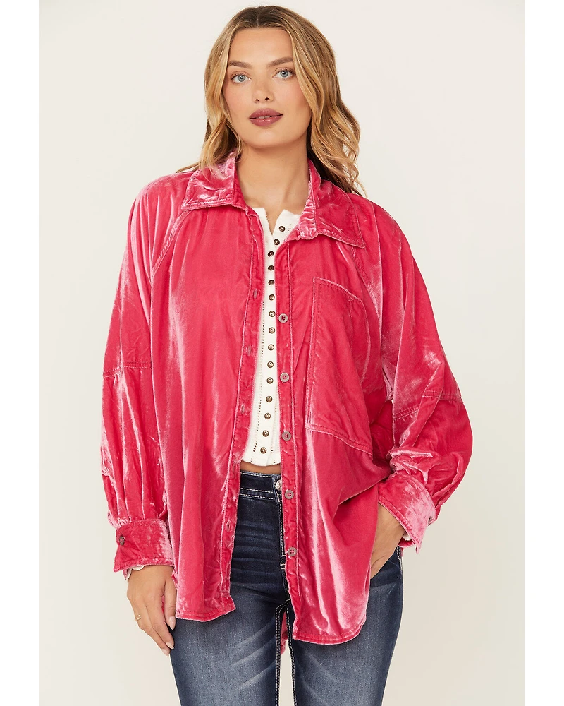 Free People Women's Night Skies Velvet Long Sleeve Top