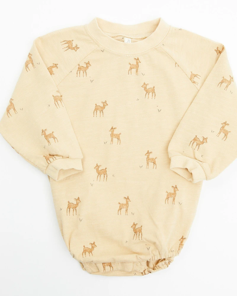 Rylee & Cru Infant Girls' Deer Print Long Sleeve Crew Neck Onesie