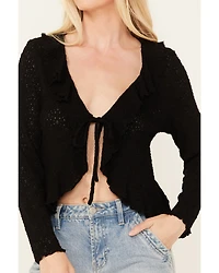 Bila77 Women's Ruffle Front Maxella Long Sleeve Top