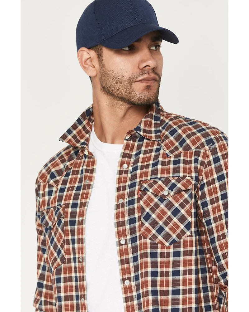 Levi's Men's Jesper Plaid Print Long Sleeve Snap Flannel Shirt