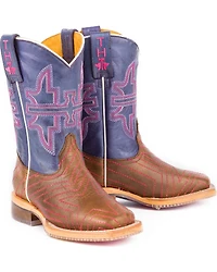 Tin Haul Girls' Brown Starlight Western Boots - Square Toe