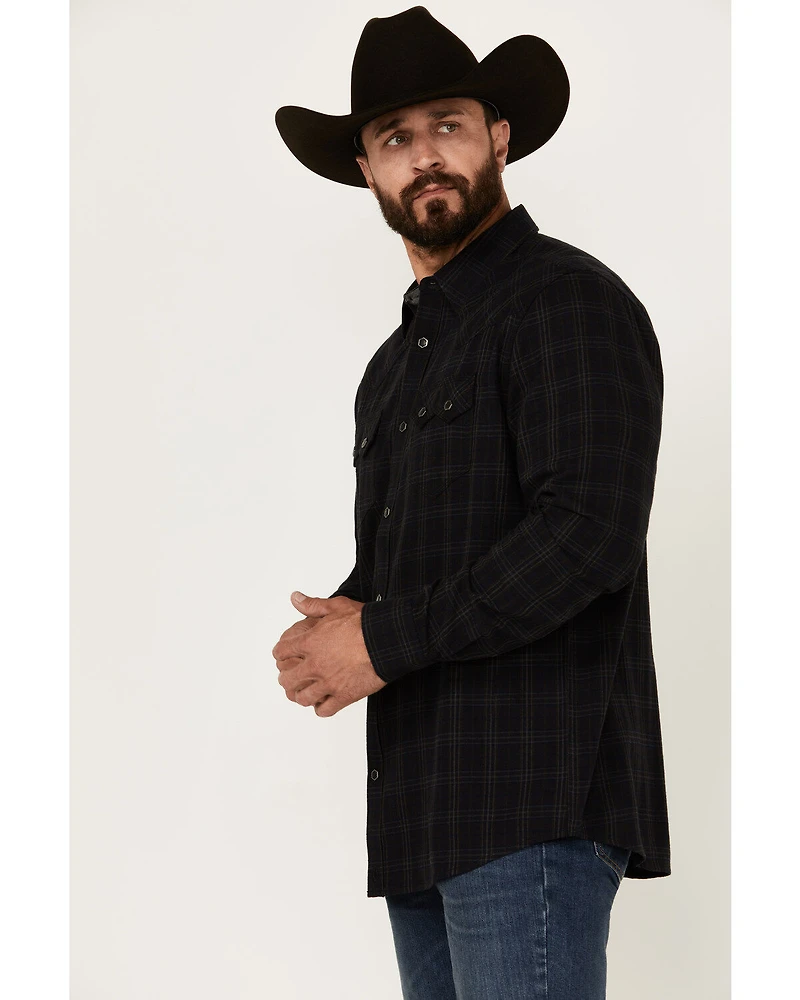 Moonshine Spirit Men's Blacksmith Plaid Print Long Sleeve Snap Western Shirt
