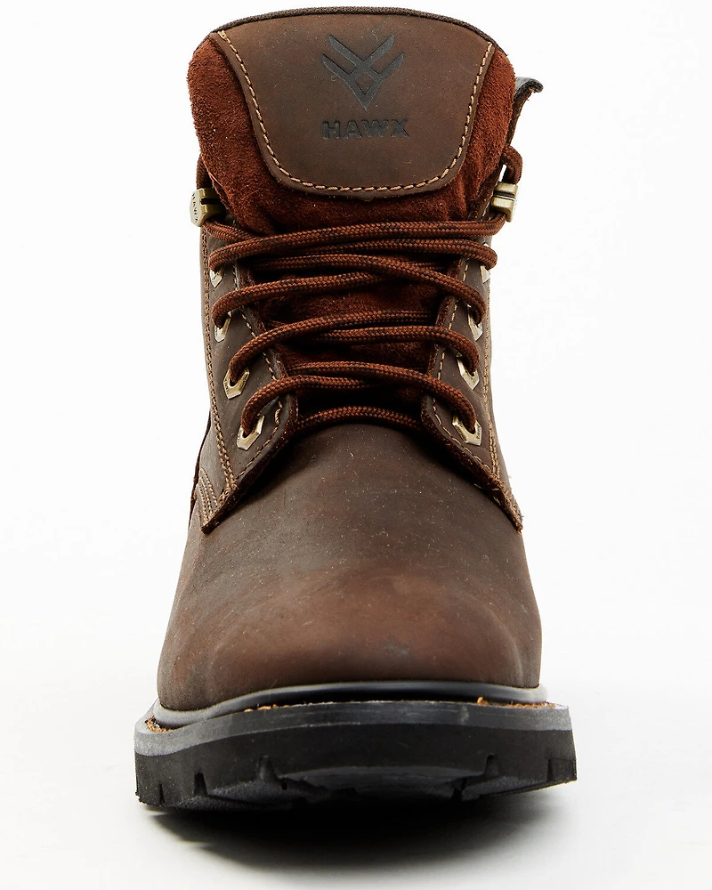 Hawx Men's 6" Oily Crazy Horse Lace-Up Soft Work Boots - Round Toe