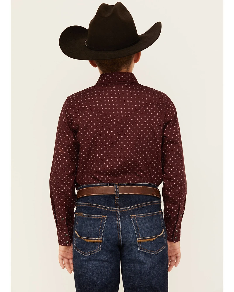 Cody James Boys' Williams Geo Print Long Sleeve Snap Western Shirt