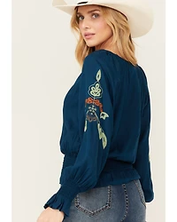Shyanne Women's Challis Embroidered Long Sleeve Blouse