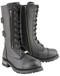 Milwaukee Leather Men's Lace-Up Tactical Motorcycle Boots - Round Toe