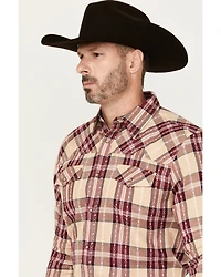 Moonshine Spirit Men's Memory Plaid Print Long Sleeve Snap Western Shirt