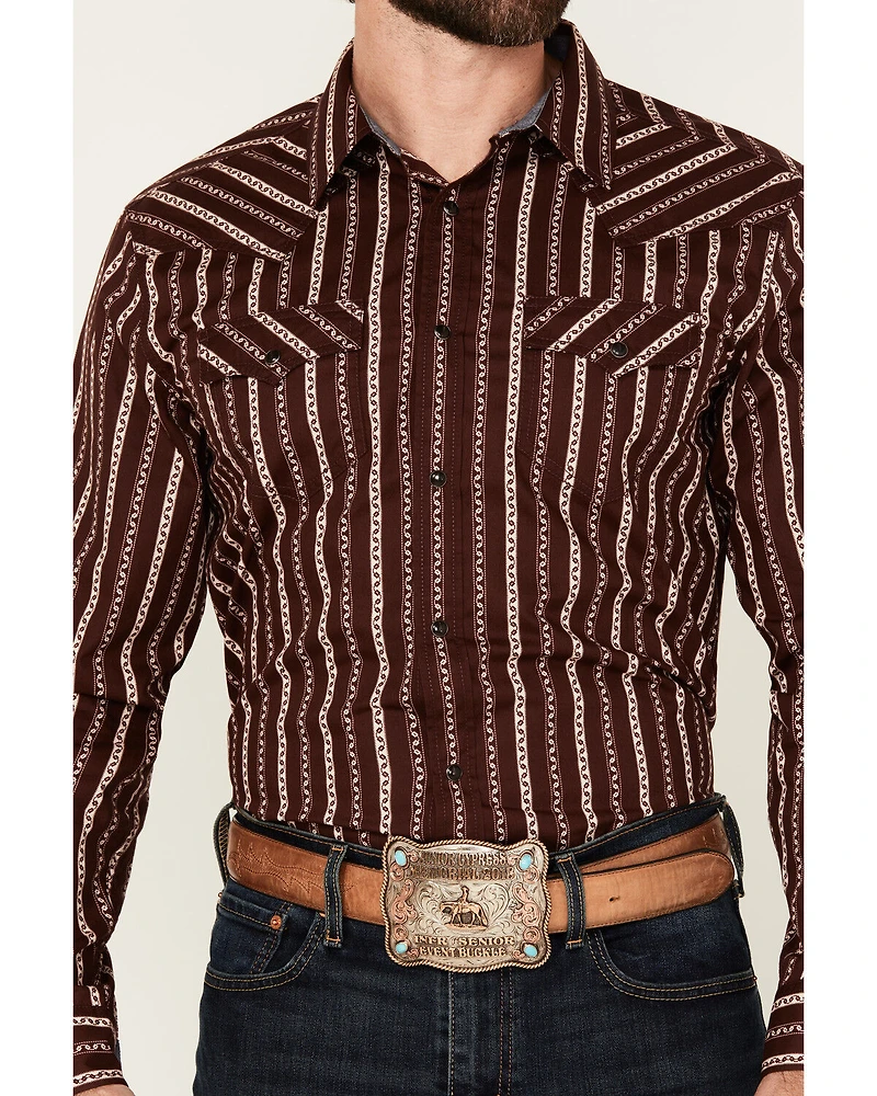 Cody James Men's Hansen Vertical Striped Wallpaper Print Long Sleeve Snap Western Shirt