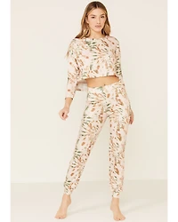 Peach Love Women's Cropped Splatter Print Sweatpants