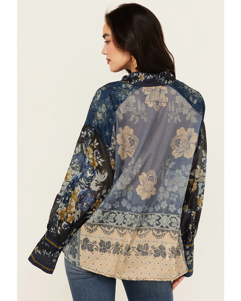 Free People Women's Flower Patch Long Sleeve Button-Down Blouse