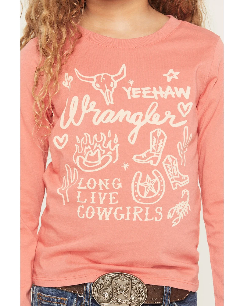 Wrangler Girls' Western Icon Long Sleeve Graphic Tee