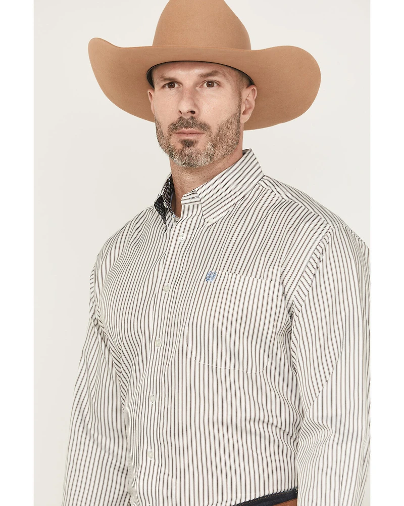 Cinch Men's Striped Print Long Sleeve Button-Down Western Shirt