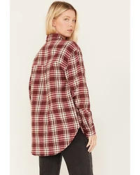 Cleo + Wolf Women's Plaid Print Long Sleeve Button-Down Oversized Shacket