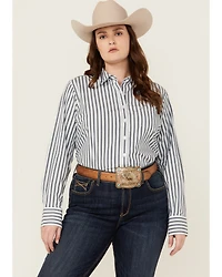 Ariat Women's Kirby Striped Print Long Sleeve Button-Down Stretch Western Shirt - Plus