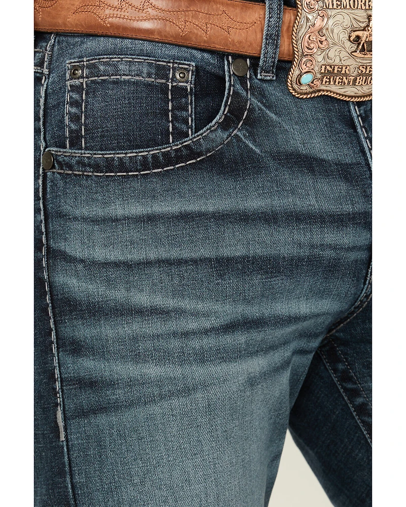 Rock 47 by Wrangler Men's Lander Dark Wash Slim Bootcut Stretch Denim Jeans