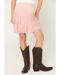 Shyanne Girls' Faux Suede Studded Fringe Mini Skirt