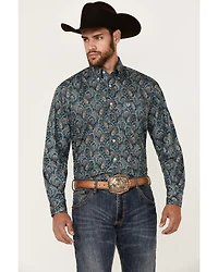 Rough Stock by Panhandle Men's Paisley Print Long Sleeve Button-Down Western Shirt