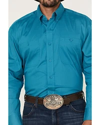 George Strait by Wrangler Men's Solid Long Sleeve Button-Down Stretch Western Shirt