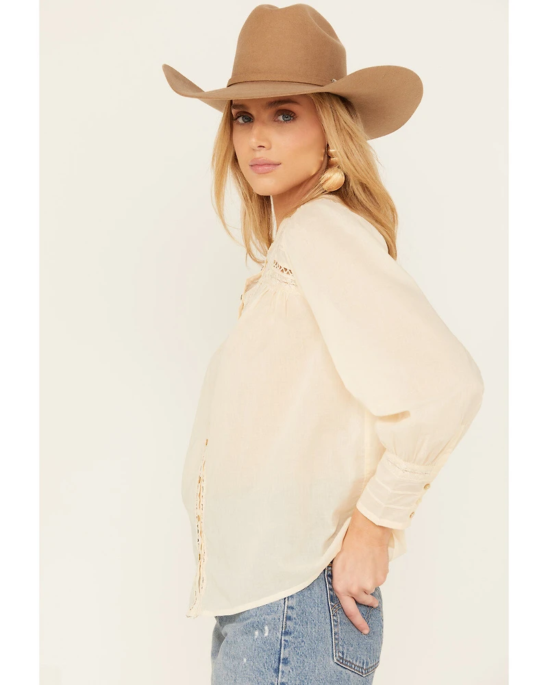 Bila Women's Long Sleeve Embroidered Peasant Top