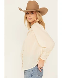 Bila Women's Long Sleeve Embroidered Peasant Top