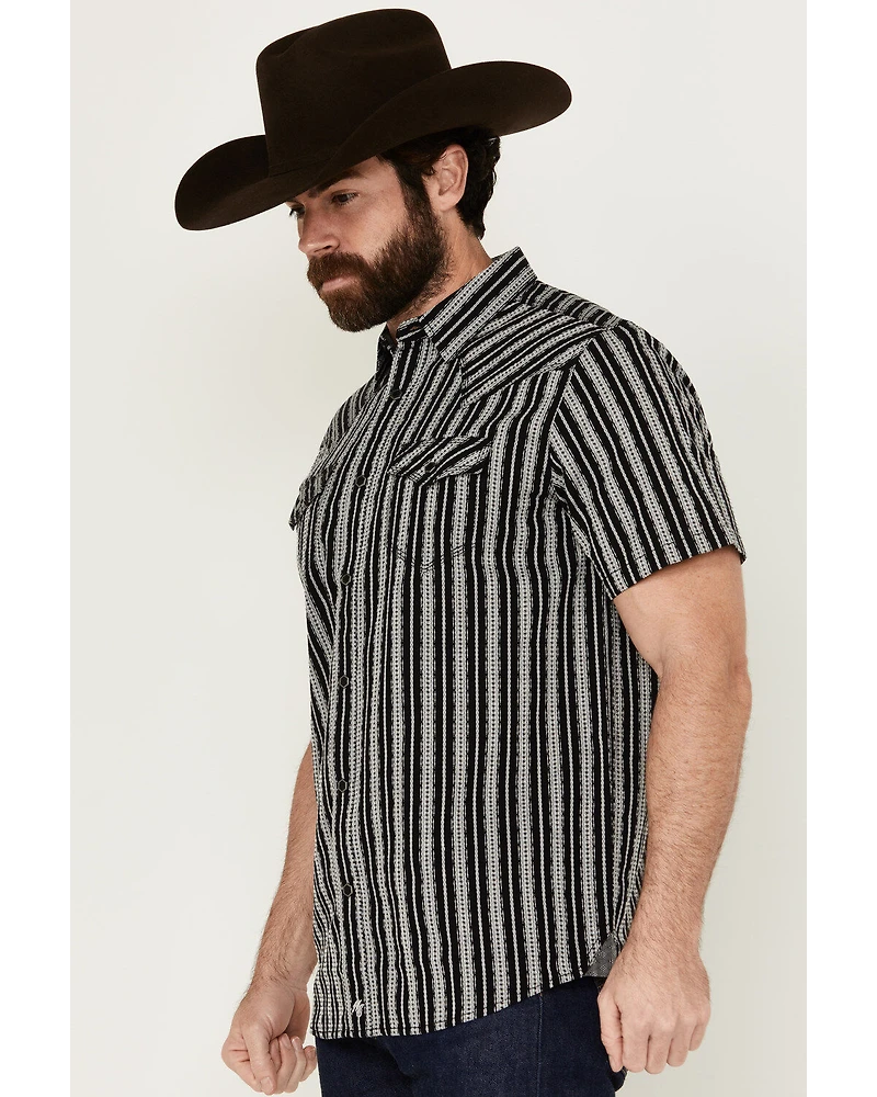 Moonshine Spirit Men's Flock Striped Short Sleeve Snap Western Shirt