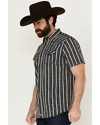 Moonshine Spirit Men's Flock Striped Short Sleeve Snap Western Shirt