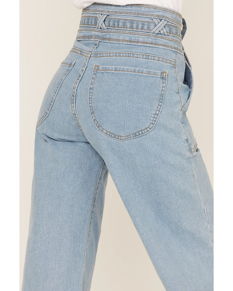 Lola Women's Light Wash High Rise Reese Wide Jeans