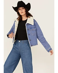Wrangler Women's Medium Wash Sherpa Lined Denim Jacket