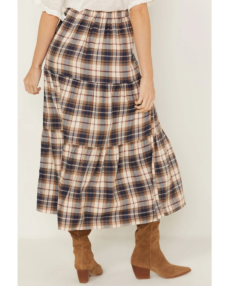 Cleo + Wolf Women's Plaid Print Button Front Midi Skirt