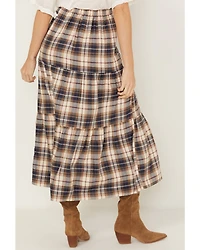Cleo + Wolf Women's Plaid Print Button Front Midi Skirt