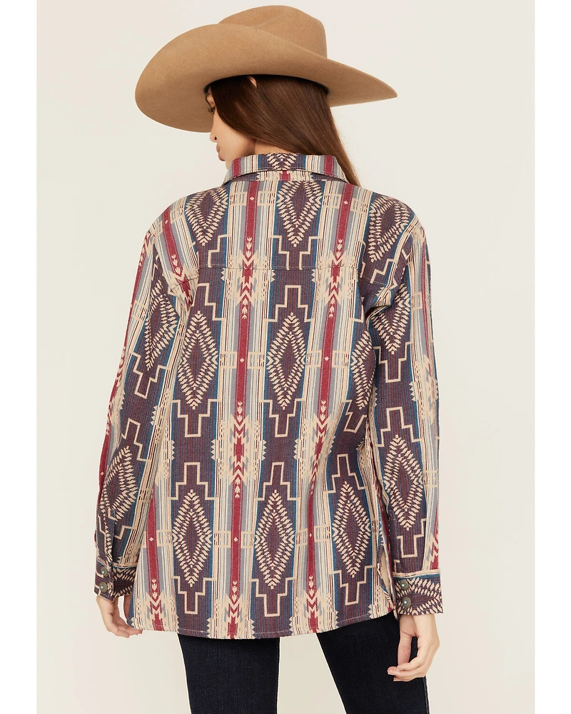 Shyanne Women's Southwestern Striped Long Sleeve Concho Snap Western Shirt
