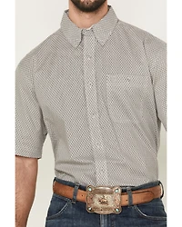 George Strait by Wrangler Men's Geo Print Short Sleeve Button-Down Stretch Western Shirt