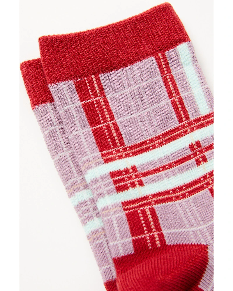 Shyanne Girls' Plaid Print Crew Socks