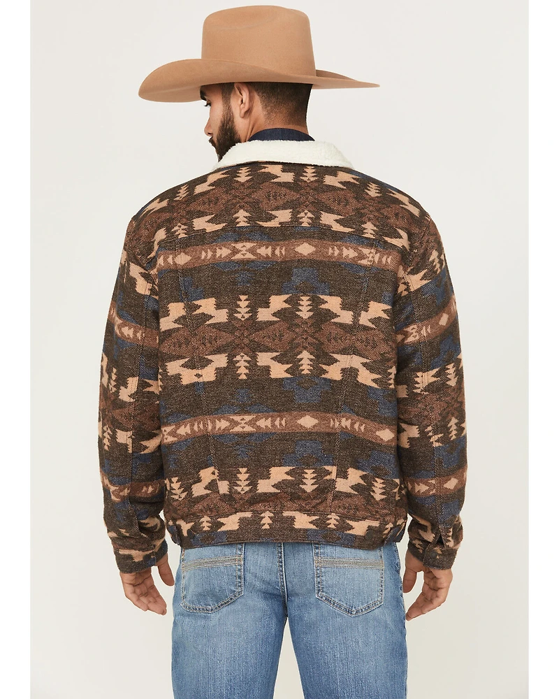 Wrangler Men's Southwestern Print Sherpa Lined Trucker Jacket