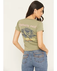 Cleo + Wolf Women's Solid Short Sleeve Graphic Baby Tee