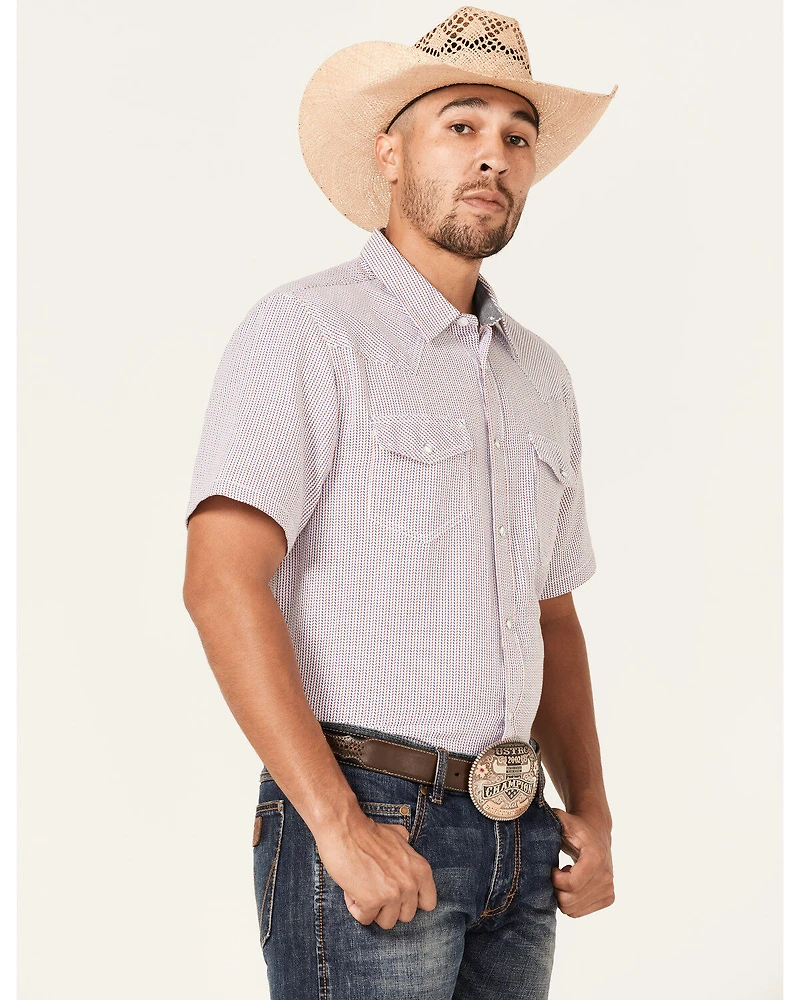 Cody James Men's Redfield Dobby Stripe Print Short Sleeve Snap Western Shirt