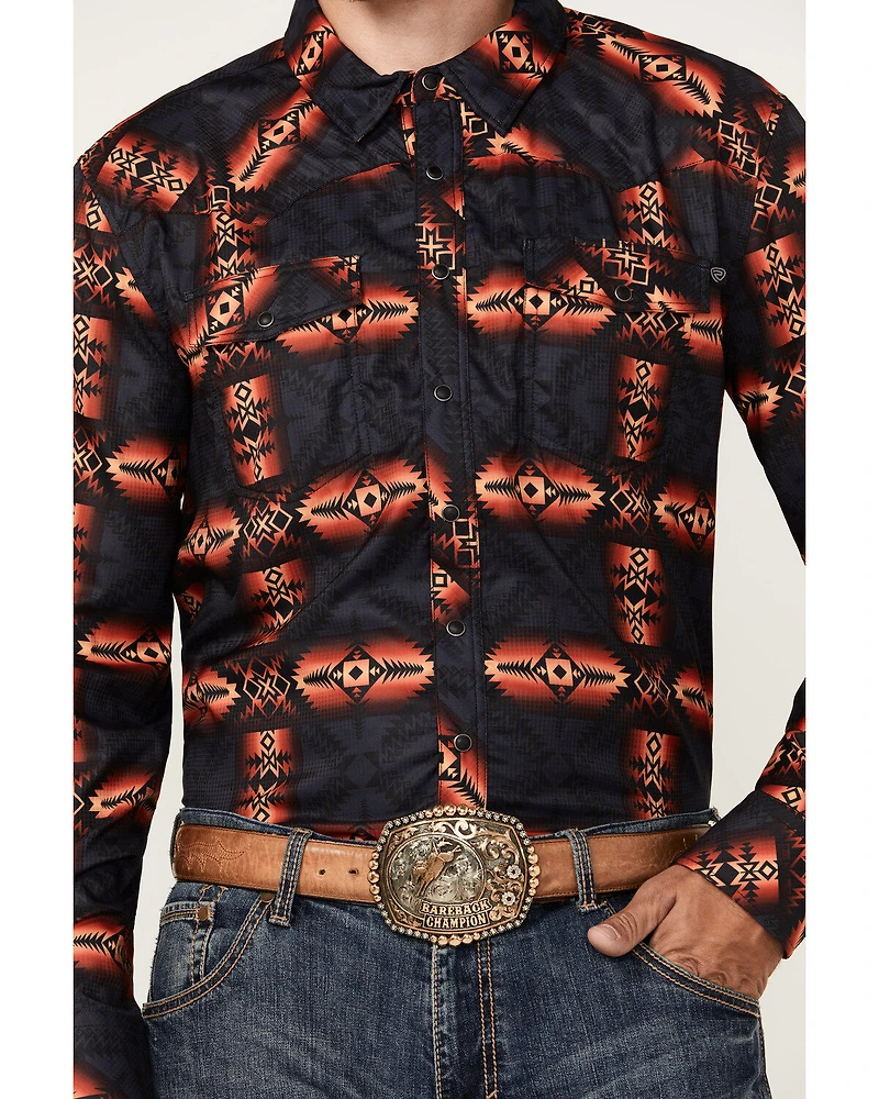 Rock & Roll Denim Men's Tek Southwestern Print Long Sleeve Snap Western Shirt