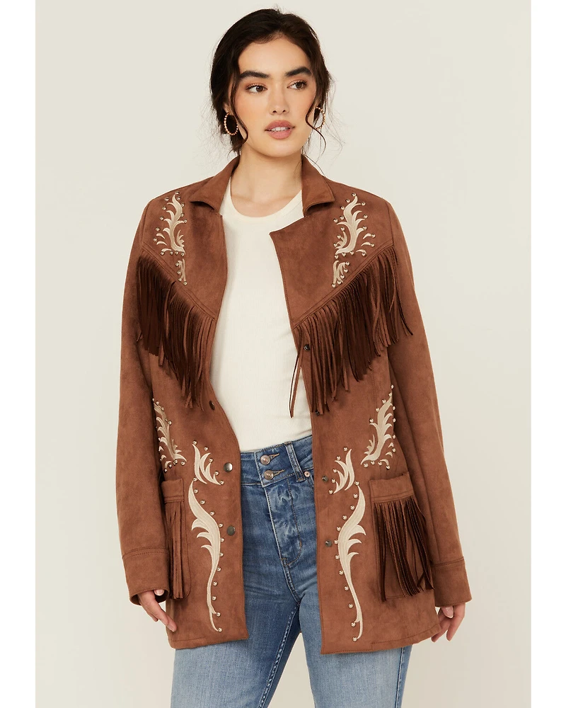 Rock & Denim Women's Suede Fringe Jacket