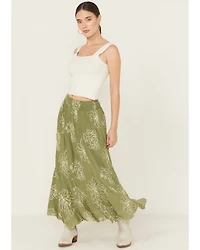 Wild Moss Women's Embroidered Midi Skirt