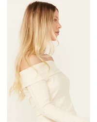Shyanne Women's Pointelle Ribbed Off The Shoulder Top