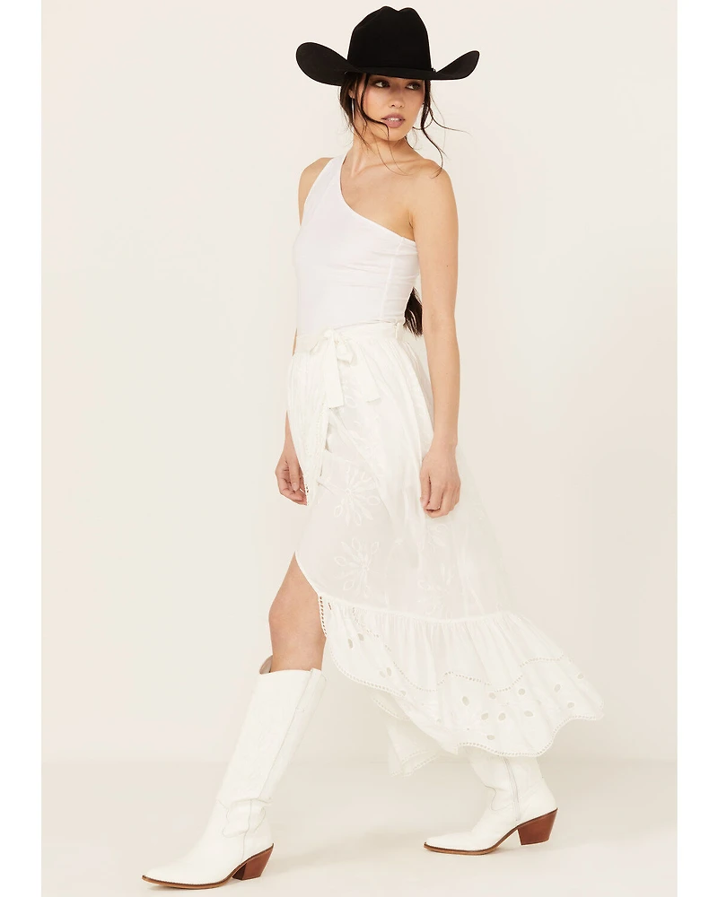Beyond The Radar Women's Eyelet Midi Skirt