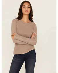 White Crow Women's Solid Long Sleeve Waffle Knit Shirt